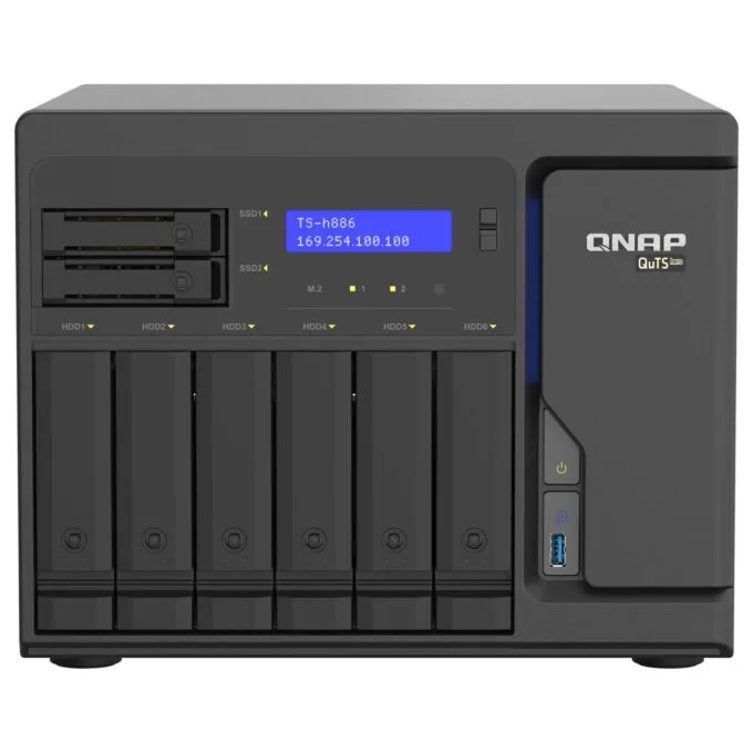 QNAP TS-h886-D1602-8G-BRO 8-Bay QuTS hero NAS Intel Xeon D1602 built-in 2 M.2 NVMe Gen3 port SATA 8GB RAM + 5 Year Wa... — image 1