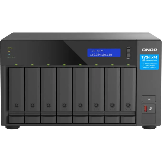 QNAP TVS-H874-I5-32G - 8-Bay QuTS hero NAS - Intel i5-12400 (2.5–4.4GHz), 32GB DDR4 SO-DIMM, Black — image 1