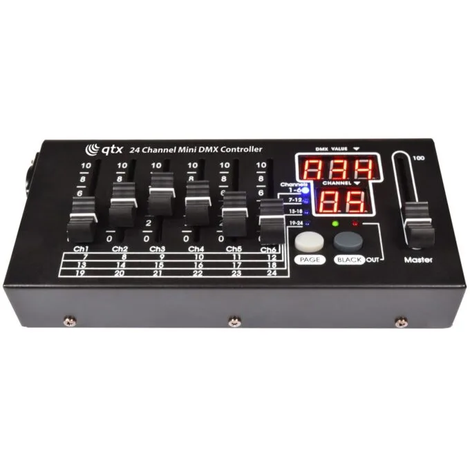 QTX DMX Controller - MDMX-24 - 24 Channel Mini DMX Controller 154.100UK — image 1
