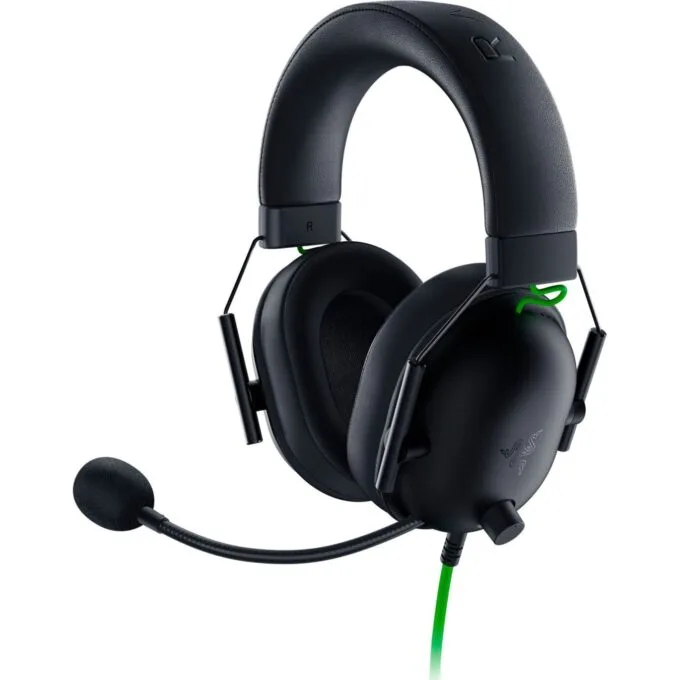 Razer BlackShark V2 X Headset - BlackShark V2 X - Over-Ear, Wired, Black/Green — image 1