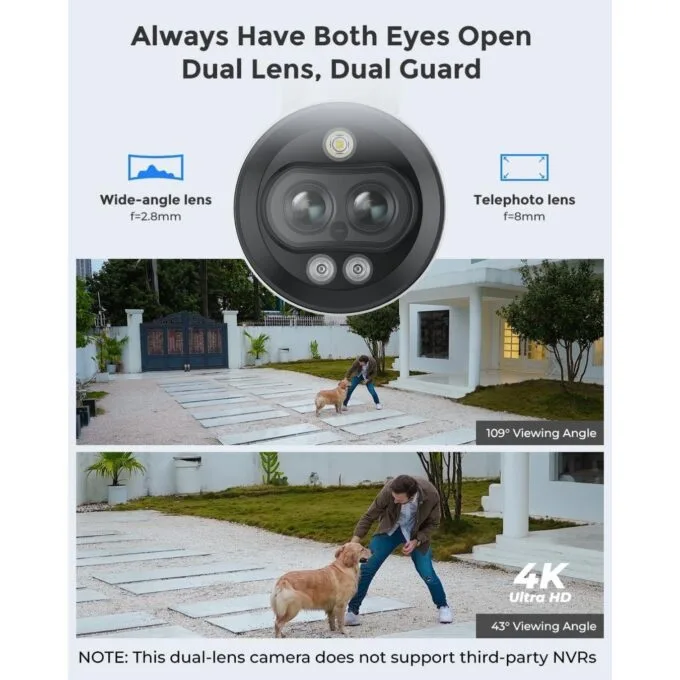 Reolink IP Bullet Spotlight Camera - RLC-81MA - (P330M) 8MP POE IP Bullet Spotlight Camera Dual Wide Angle & Telephoto Lens — image 2