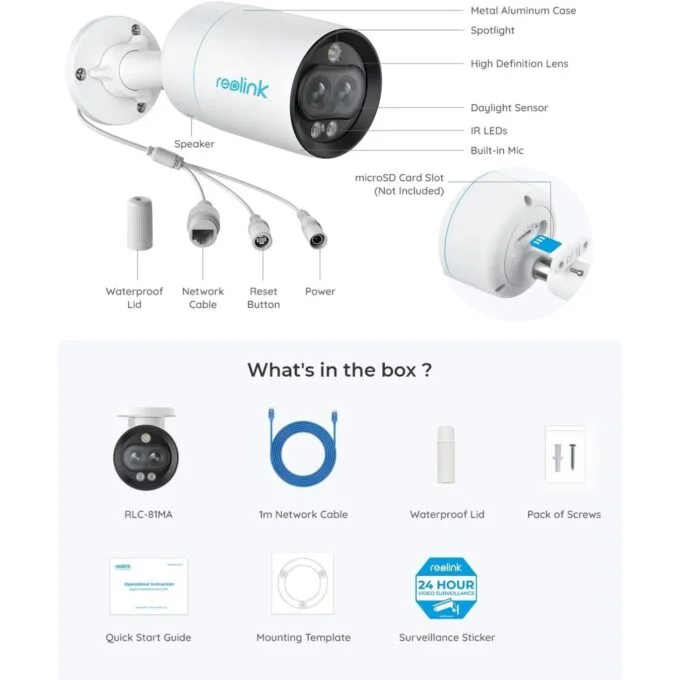 Reolink IP Bullet Spotlight Camera - RLC-81MA - (P330M) 8MP POE IP Bullet Spotlight Camera Dual Wide Angle & Telephoto Lens — image 7