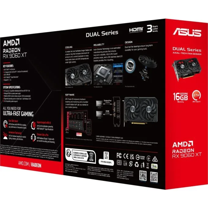 RX 9060 XT 16GB Asus DUAL GDDR6 - 9060 XT - 16GB GDDR6, Dual-Fan, PCIe Card — image 5