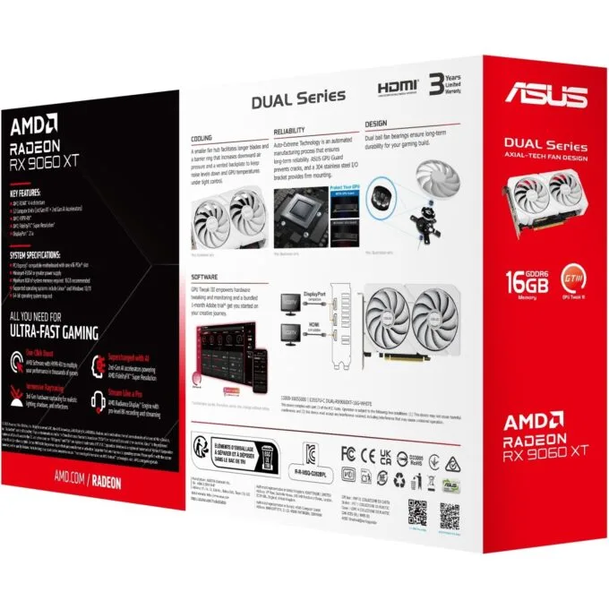 RX 9060 XT 16GB Asus DUAL GDDR6 white - RX 9060 XT - White, 16GB GDDR6, PCIe 5.0 — image 9