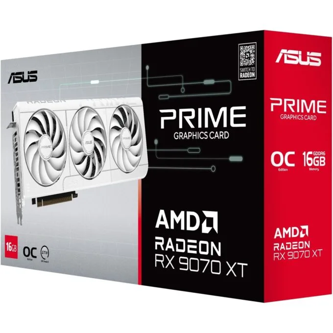 RX 9070XT 16GB ASUS PRIME GDDR6 WHITE - RX 9070XT - White, 16GB, GDDR6 — image 4