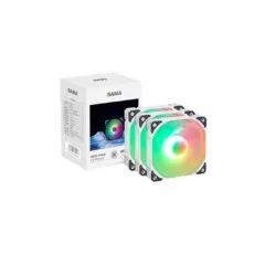 Sama KT125W White 120mm ARGB Fan Kit (3 Fans) with Fan Hub - 600-1500 RPM 4-pin PWM 3-pin ARGB