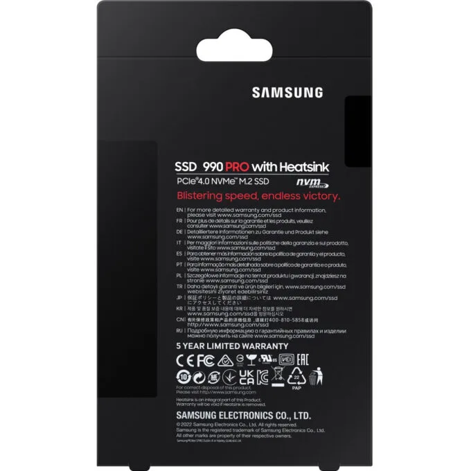 Samsung 990 PRO 1TB M.2 2280 NVMe PCIe 4.0 x4 SSD with Heatsink - MZ-V9P1T0CW — image 3