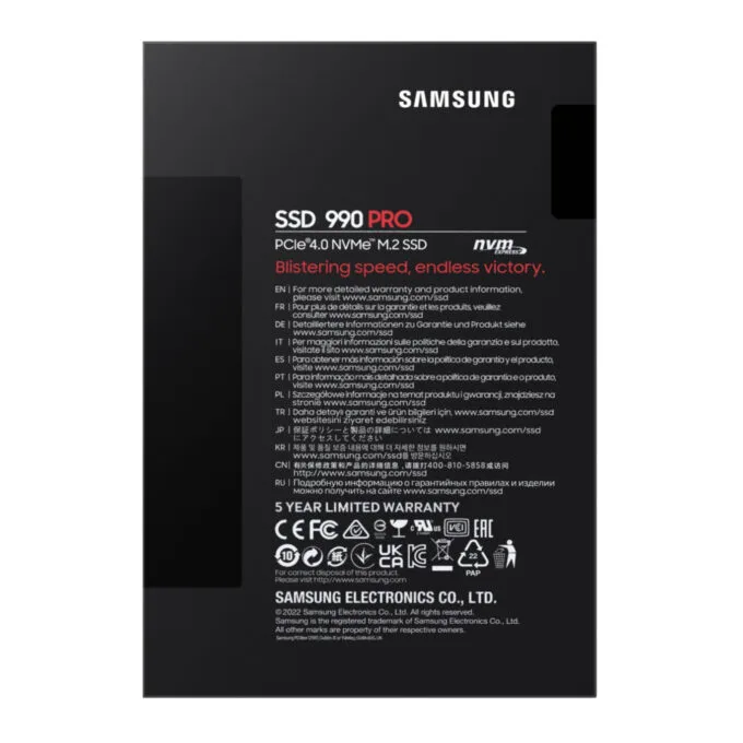 Samsung 990 PRO 1TB M.2 NVMe SSD - PCIe 4.0 x4 7450 MB/s - MZ-V9P1T0BW — image 2
