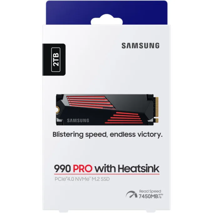 Samsung 990 PRO 2TB M.2 2280 NVMe SSD (Heatsink) - PCIe 4.0 x4 7450 MB/s - MZ-V9P2T0CW — image 2