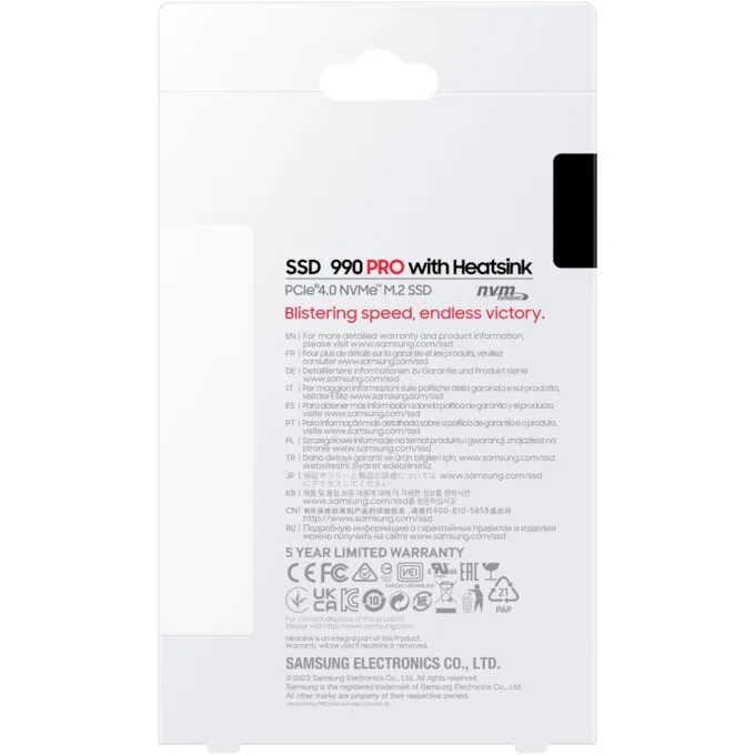 Samsung 990 PRO 2TB M.2 2280 NVMe SSD (Heatsink) - PCIe 4.0 x4 7450 MB/s - MZ-V9P2T0CW — image 3