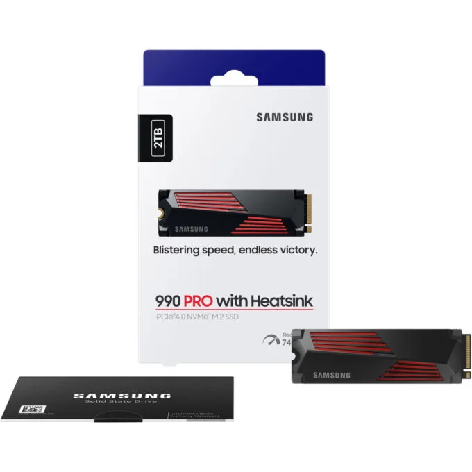 Samsung 990 PRO 2TB M.2 2280 NVMe SSD (Heatsink) - PCIe 4.0 x4 7450 MB/s - MZ-V9P2T0CW — image 1