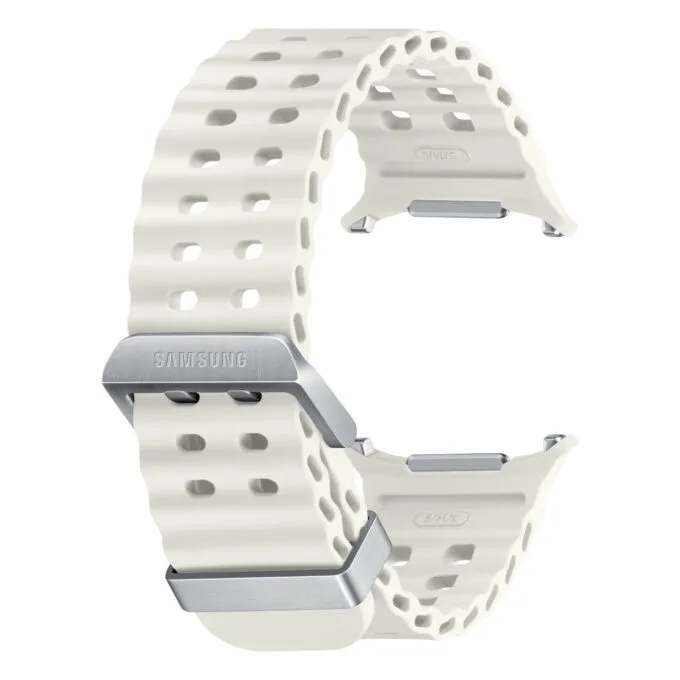 Samsung Marine Band for Galaxy Watch Ultra - White - Nitrile/Nylon/Rubber, Titanium Buckle, Moisture Resistant — image 3