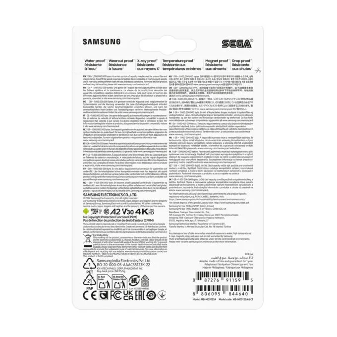 Samsung MB-MD512S MicroSDXC 512GB - UHS-I (U3/V30) A2, 180MB/s Read, 130MB/s Write, Blue/Grey/White, Includes SD Adapter — image 9