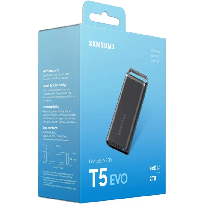 Samsung Portable SSD T5 EVO 2TB MU-PH2T0S USB 3.2 Gen1 460MB/s Black — image 3