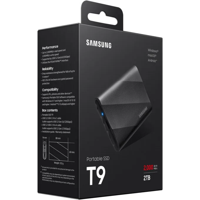 Samsung Portable SSD T9 MU-PG2T0B 2TB USB 3.2 Gen2x2 Black 2000MB/s — image 6