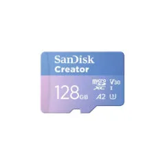 SanDisk Creator microSDXC Card - Blue, 128GB, UHS-I, 190MB/s Read, 90MB/s Write