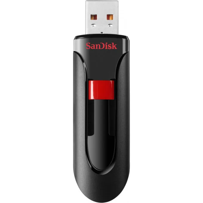 SanDisk Cruzer Glide - 128GB USB 2.0 Flash Drive - Black/Red, USB-A Slide Design, 128-bit AES Password Protection — image 1