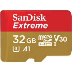 SanDisk Extreme microSDHC 32GB - UHS-I U3 V30, 100MB/s Read 60MB/s Write - Red/White + SD Adapter