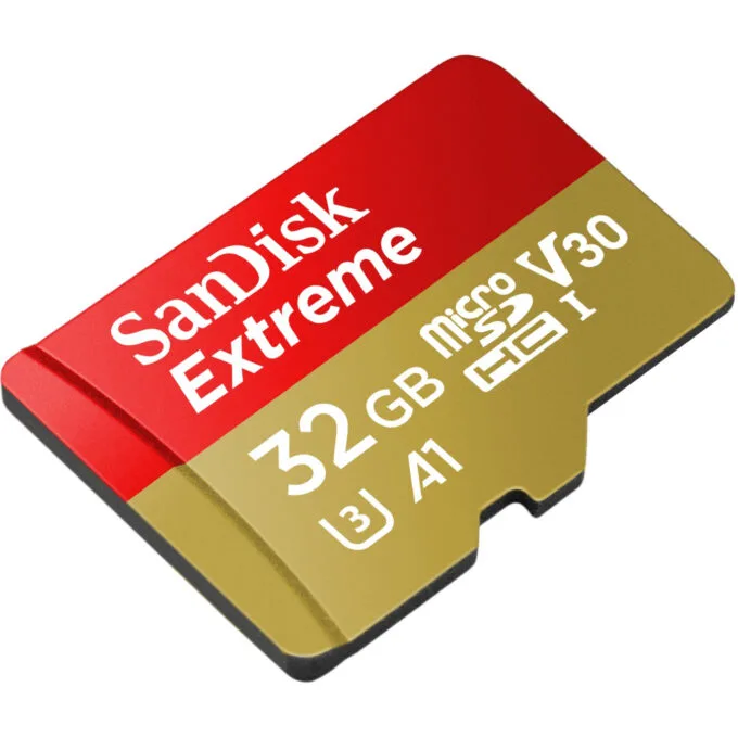 SanDisk Extreme microSDHC Card - 32GB - UHS-I (U3, V30), Class 10, 100MB/s Read & 60MB/s Write - Red/White/Yellow — image 2