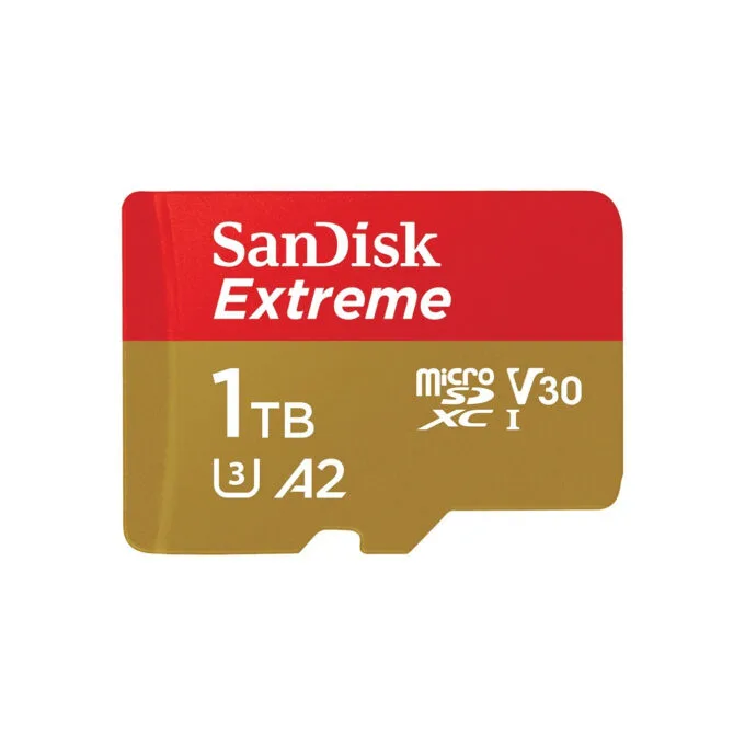 SanDisk Extreme microSDXC 1TB - Gold/Red, V30 (U1), Up to 190MB/s Read, Includes microSD Adapter — image 1