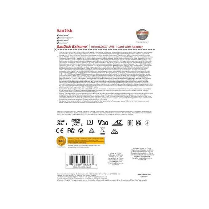 SanDisk Extreme microSDXC - 64GB - 170 MB/s Read, 80 MB/s Write - V30 U3 A2 - Gold/Red w/ SD Adapter — image 4