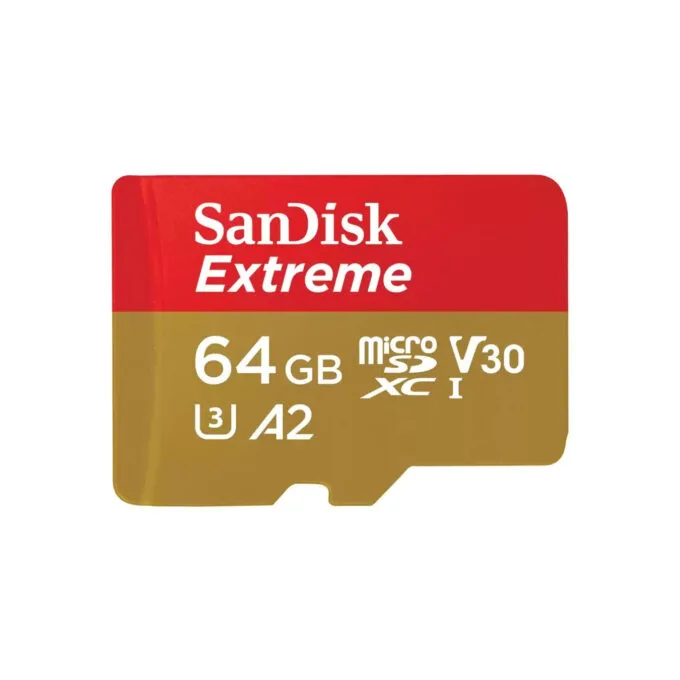 SanDisk Extreme microSDXC 64GB - Gold/Red - UHS-I U3 V30, 160MB/s Read, 60MB/s Write + SD Adapter — image 1