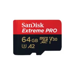 SanDisk Extreme PRO microSDXC 64GB - UHS-I (U3, V30), 200MB/s Read, 140MB/s Write - Black/Red + SD Adapter