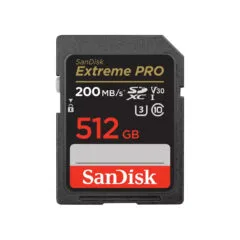 SanDisk Extreme PRO SDXC - 512GB - Black, Up to 200MB/s Read & 140MB/s Write