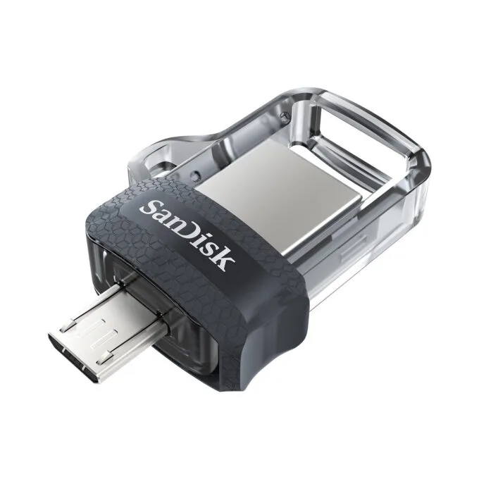 SanDisk Ultra Dual USB 3.2 Gen 1 OTG Flash Drive - 128GB - USB-A & Micro-USB - Grey/Silver/Transparent — image 1