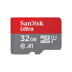 SanDisk Ultra microSDHC 32GB - Class 10, A1, U1 (120MB/s) - Grey/Red with SD Adapter