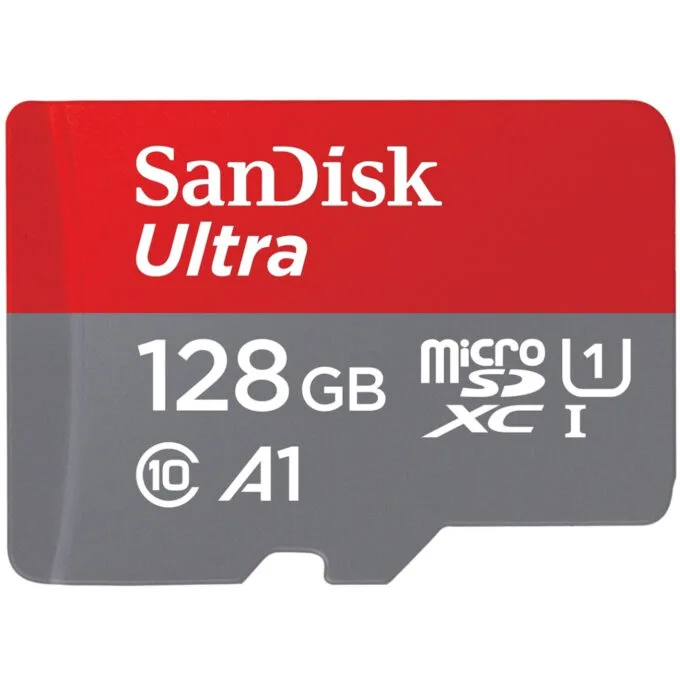 SanDisk Ultra microSDXC 128GB - 140MB/s Read, UHS-I U1 (Class 10), A1, Grey/Red - Adapter Included — image 1