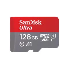 SanDisk Ultra microSDXC 128GB UHS-I U1 140MB/s Class 10 - Red/Grey - with SD Adapter
