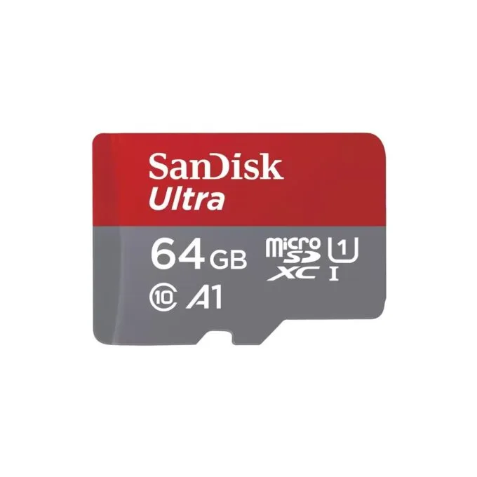 SanDisk Ultra microSDXC 64GB - 140MB/s UHS-I Class 10 A1 Adapter - Grey, Red — image 1