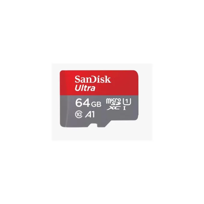 SanDisk Ultra microSDXC 64GB - SDSQUAB-064G-GN6MA - 140MB/s UHS-I, Class 10 (U1), Grey/Red, SD Adapter — image 1