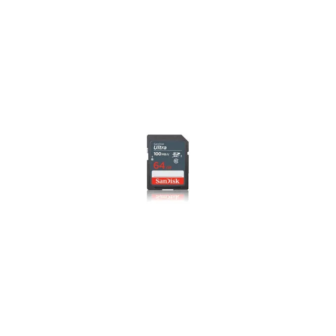 SanDisk Ultra SDXC 64GB - Class 10 UHS-I (U1) - 100 MB/s - Grey/Red — image 1