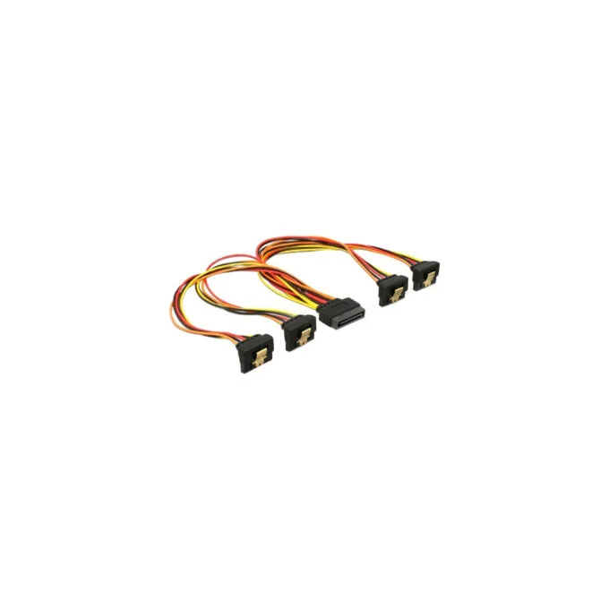 SATA 15Pin male to 4x female, angled (bottom), cable — image 1