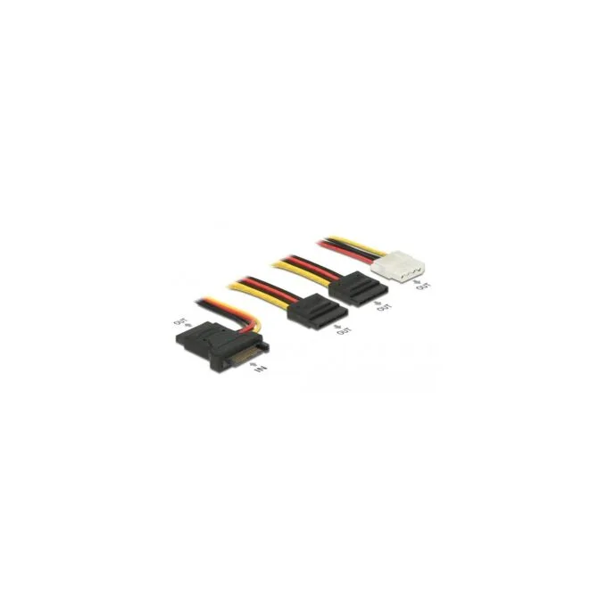 SATA Cable - 15 pin male to 3 x SATA female + 1 x 4 pin female, 20 cm — image 2