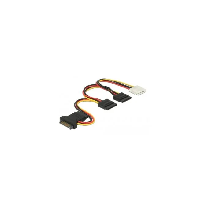 SATA Cable - 15 pin male to 3 x SATA female + 1 x 4 pin female, 20 cm — image 1