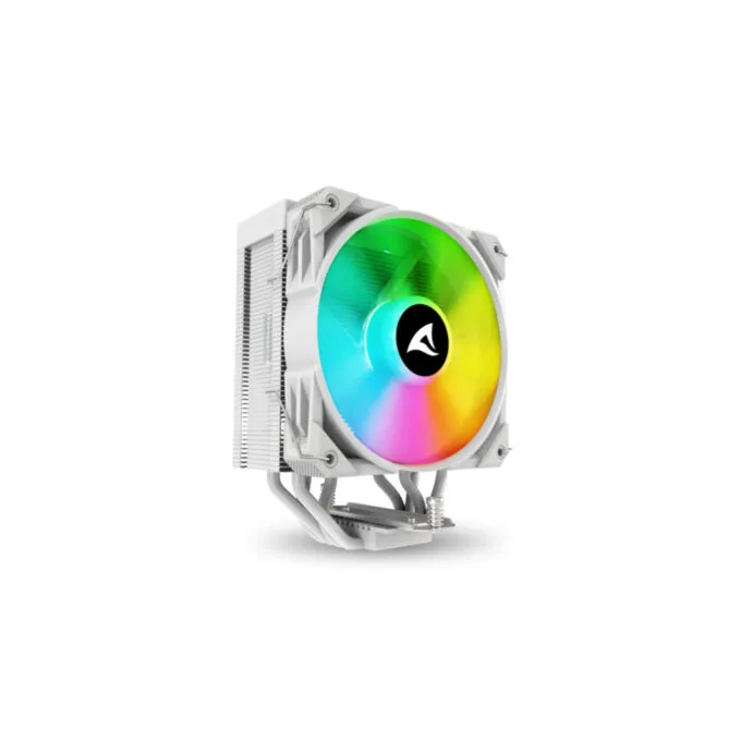 Sharkoon A40 Air Cooler - RGB White - 120mm PWM Fan, 4 Heatpipes, 12 LEDs — image 1
