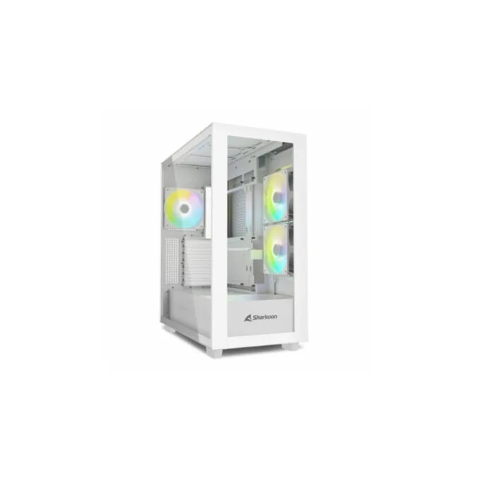 Sharkoon Rebel C60 RGB - White Mid-Tower PC Case with Tempered Glass, ARGB Fans, USB-C & 2×USB-A — image 1