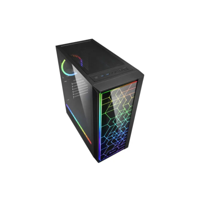 Sharkoon RGB LIT 100 - Mid Tower PC Case - Black, Tempered Glass, RGB Fans, ATX/mATX/Mini-ITX — image 2