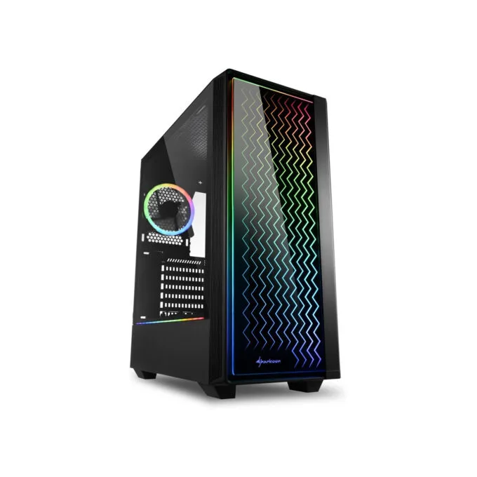 Sharkoon RGB LIT 200 - Mid Tower PC Case - Black, RGB Front Fans, ATX/mATX/Mini-ITX, 350mm GPU — image 1