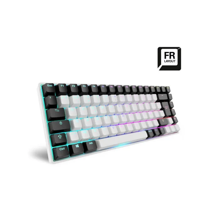 Sharkoon SKILLER SGK50 S3 - FR-AZERTY, 75% 85-key Mechanical Keyboard, Gateron Yellow, RGB, USB, White — image 2