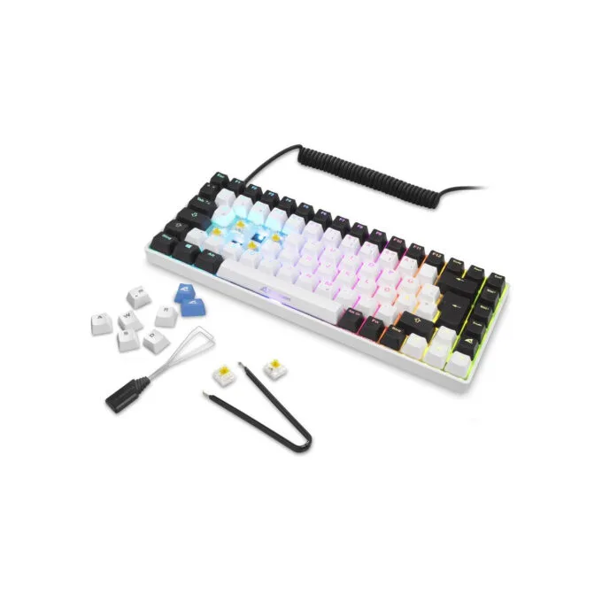 Sharkoon SKILLER SGK50 S3 - FR-AZERTY, 75% 85-key Mechanical Keyboard, Gateron Yellow, RGB, USB, White — image 8