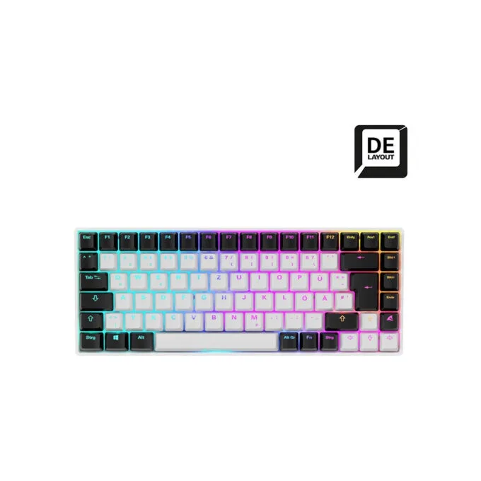 Sharkoon SKILLER SGK50 S3 - White 75% Mechanical Keyboard, Gateron Yellow, RGB LED, USB-C — image 1