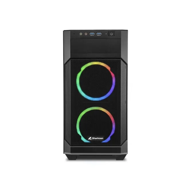 Sharkoon V1000 RGB - Mini Micro-ATX Case - Black, RGB Fans, 240mm Front Radiator — image 2