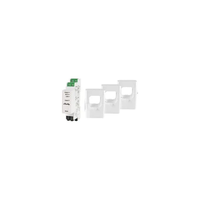 Shelly Relais 'Pro 3EM 400A' WLAN LAN Stromzähler Inkl. 3 400A Klemmen Messfunktion BT DIN-Rail — image 1