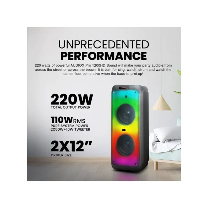 SonicGear 2 x 12'' Portable Karaoke Speaker - AudioXPro1200HD - 2 x Wireless Microphones — image 3