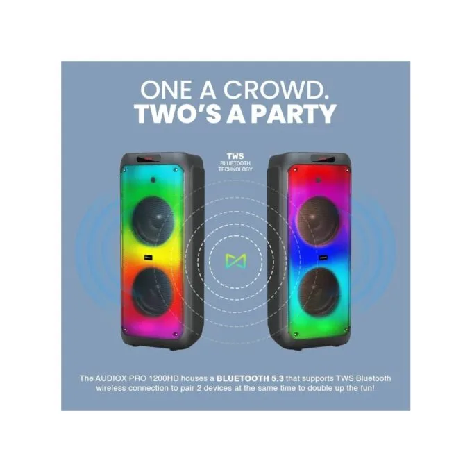 SonicGear 2 x 12'' Portable Karaoke Speaker - AudioXPro1200HD - 2 x Wireless Microphones — image 4
