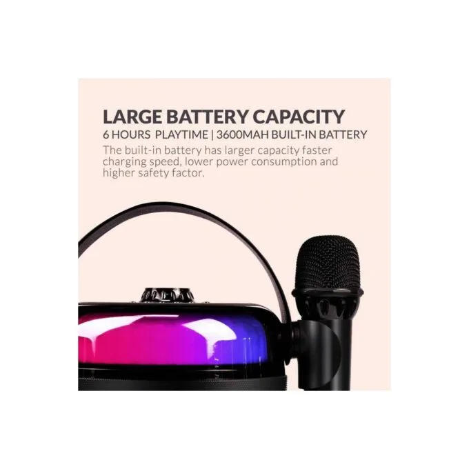 "SonicGear Portable Karaoke Kids Speaker BT Wireless Dual Mics iOX - K800 - Black" — image 4